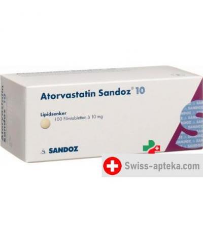 Аторвастатин Сандоз 10 мг 100 таблеток покрытых оболочкой