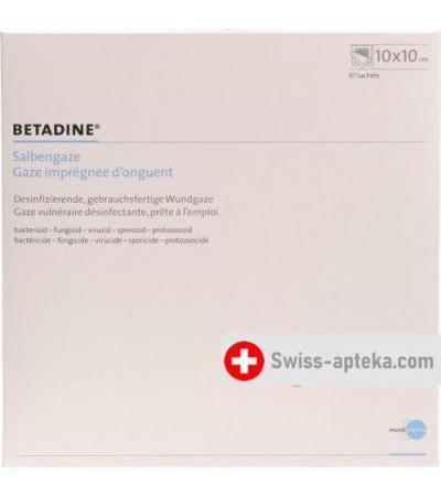 Бетадин 10 мазевых марлевых повязок 10 x10 cм