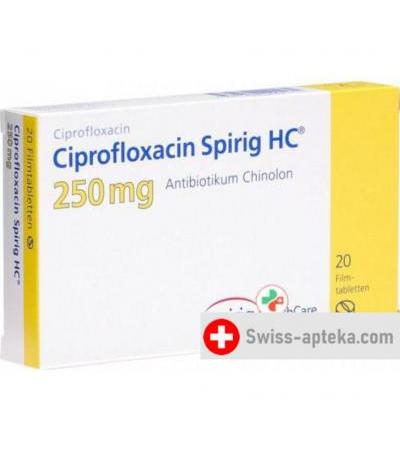 Ципрофлоксацин Спириг 250 мг 20 таблеток покрытых оболочкой