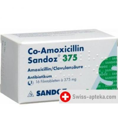 CO Амоксициллин Сандоз 375 мг 16 таблеток покрытых оболочкой