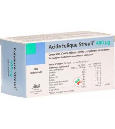 Folsaure Streuli в таблетках, 400µg 100 штук