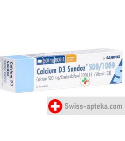 Кальций Д3 Сандоз 500/1000 20 жевательных таблеток