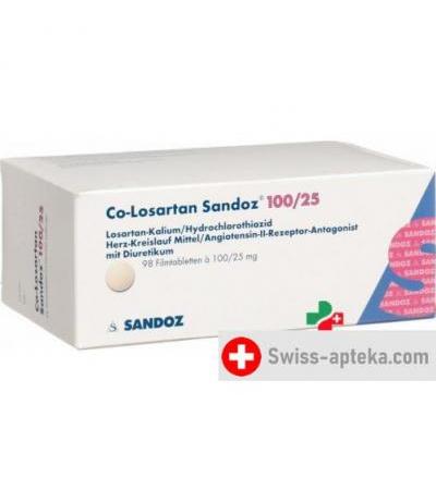 КО Лозартан Сандоз 100/25 мг 98 таблеток покрытых оболочкой