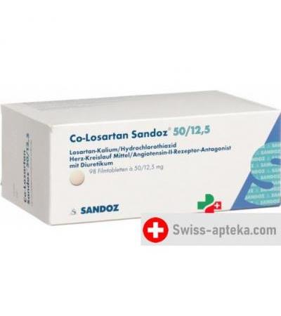 КО Лозартан Сандоз 50/12.5 мг 98 таблеток покрытых оболочкой