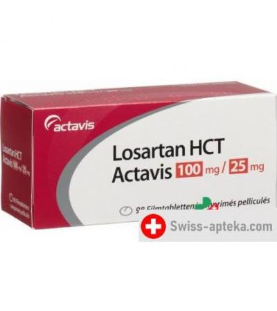 Лозартан HCT Актавис 100/25 мг 98 таблеток покрытых оболочкой