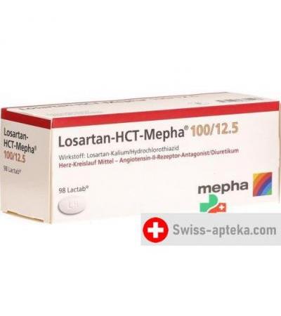 Лозартан HCT Мефа 100/12.5мг 98 таблеток покрытых оболочкой
