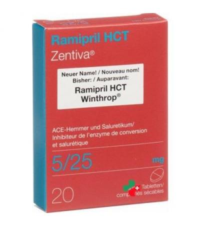 Рамиприл HCT Зентива 5/25 мг 20 таблеток