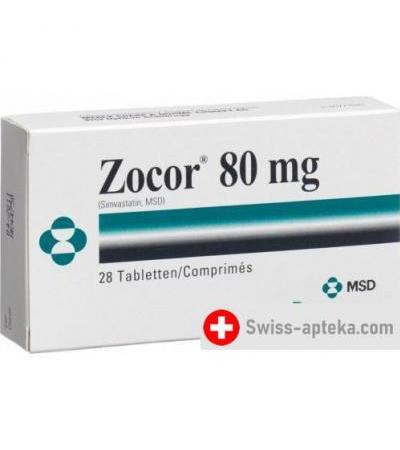 Зокор 80 мг 28 таблеток покрытых оболочкой