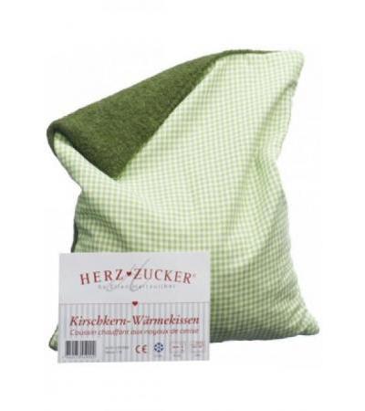 HERZZUCKER Kirschkernkissen 26x21cm Karo/Woll grün