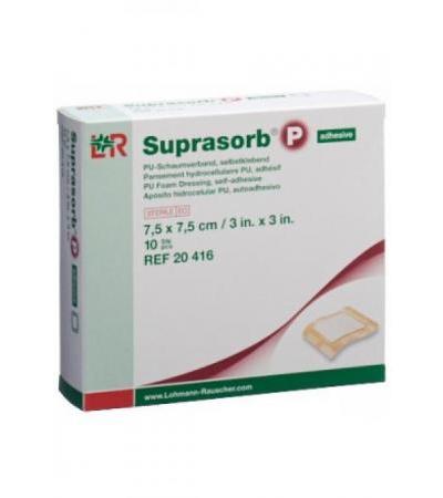 SUPRASORB P Schaumverband 7.5x7.5cm adhesiv 10 Stk
